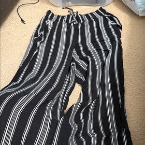 Joe B Black and White Striped Wide Leg Pants